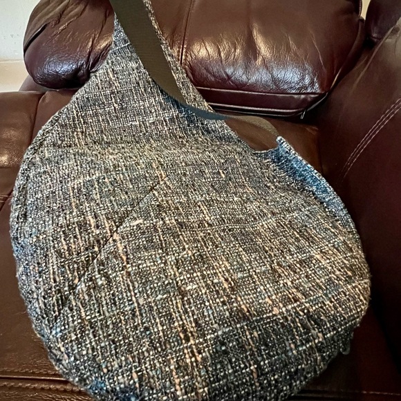 Dime bag slinger adjustable crossbody blue tweed with bonus fanny pack! - Picture 7 of 11